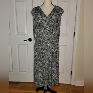 Lauren Ralph Lauren Women's Black & White Faux Wrap Dress